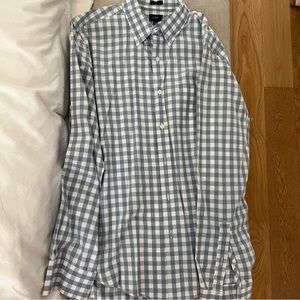 JCrew blue and white checked button down